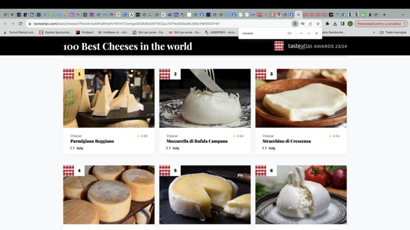 Italia învinge Franța în competiția brânzei: 4 din primele 6 cele mai bune brânzeturi din lume sunt italienești / România nu are niciun sortiment în top 100 mondial