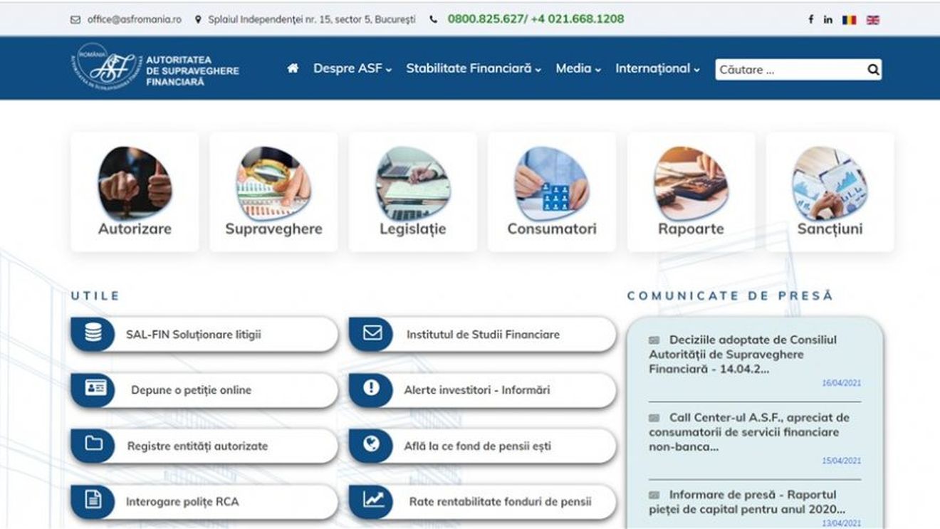 ASF și-a făcut site nou, cu rubrici noi: Autorizare și Sancțiuni