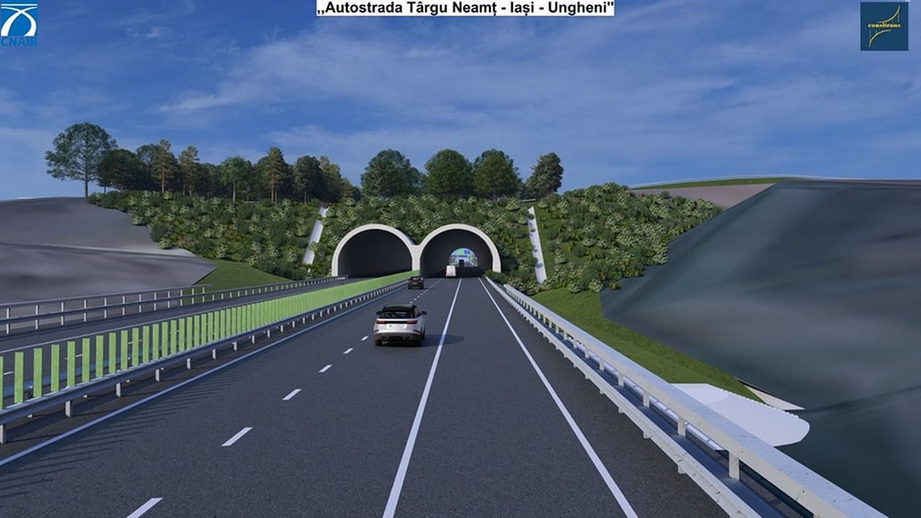 Premieră. Autostrada Unirii va avea 9 tuneluri cu 3 benzi/sens, pe secțiunea Târgu Neamț – Iași – Ungheni (93 km), cu un cost estimat de 26 miliarde lei